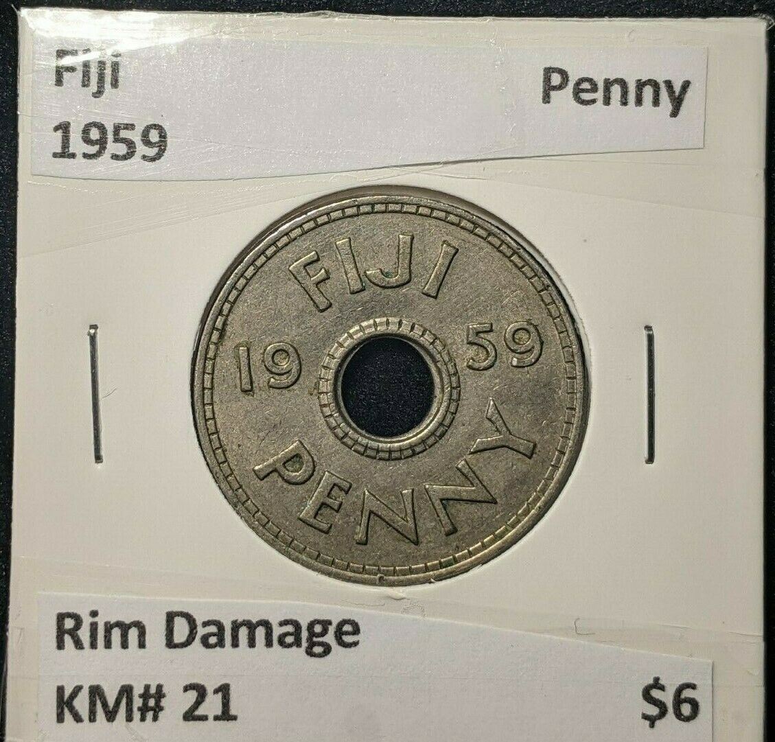 Fiji 1959 Penny KM# 21 Rim Damage    #07