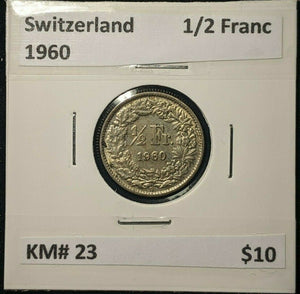 Switzerland 1960 1/2 Franc KM# 23    #03  #20A