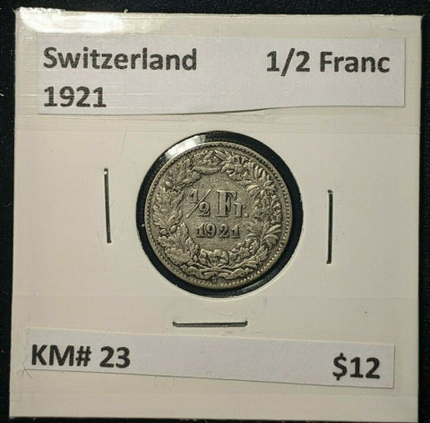 Switzerland 1921 1/2 Franc KM# 23    #19 #12B