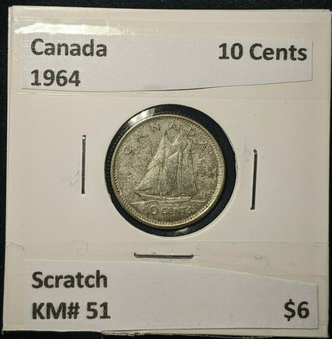 Canada 1964 10 Cents KM# 51 Scratch    #35