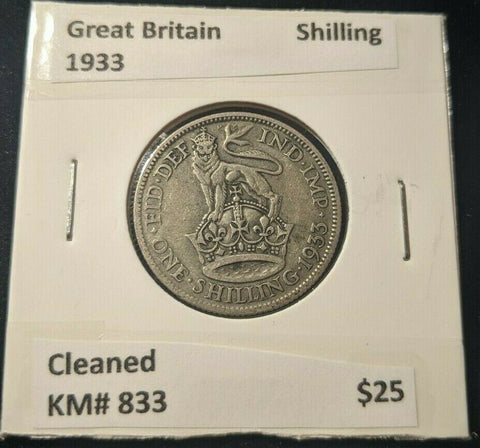 Great Britain 1933 Shilling 1/- KM# 833 Cleaned     #555