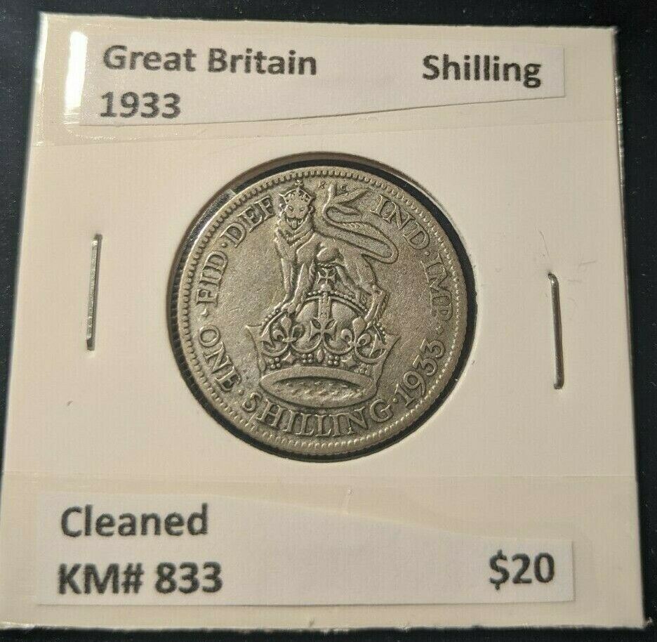Great Britain 1933 Shilling 1/- KM# 833 Cleaned     #587
