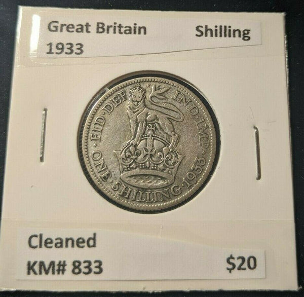 Great Britain 1933 Shilling 1/- KM# 833 Cleaned     #587