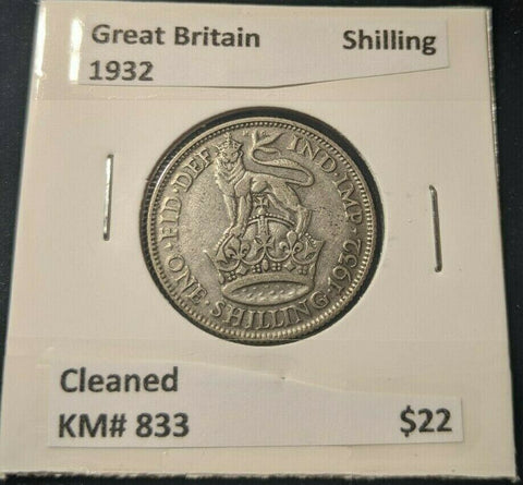 Great Britain 1932 Shilling 1/- KM# 833 Cleaned     #676