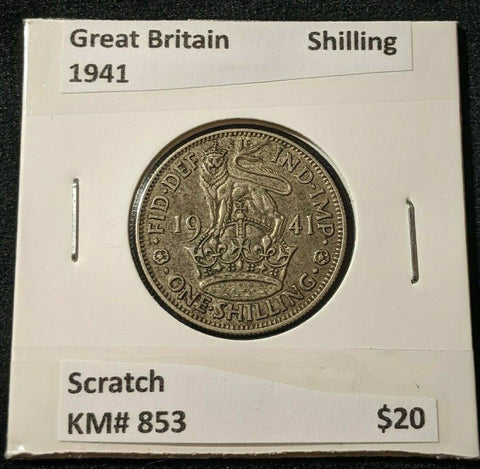 Great Britain 1941 Shilling 1/- KM# 853 Scratch  #515
