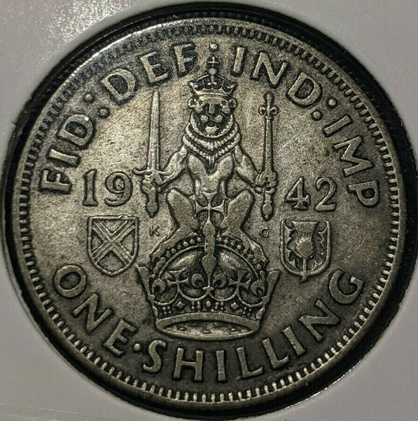 Great Britain 1942 Shilling 1/- KM# 854 Cleaned  #508