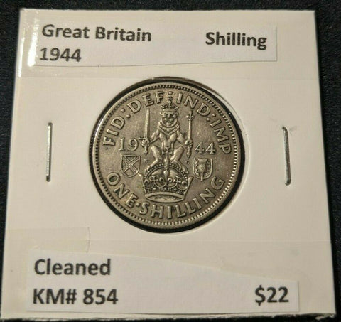 Great Britain 1944 Shilling 1/- KM# 854 Cleaned  #702