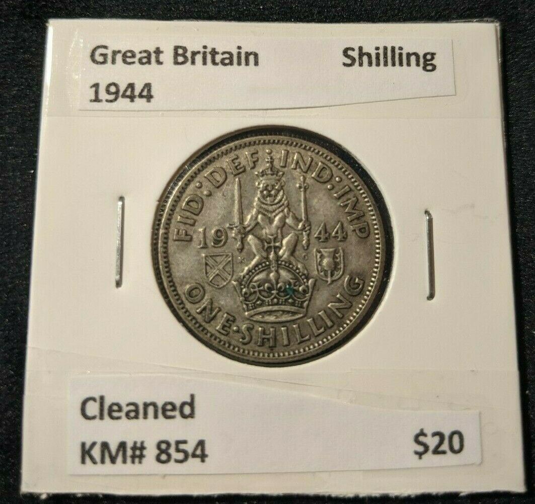 Great Britain 1944 Shilling 1/- KM# 854 Cleaned  #583