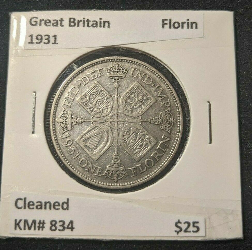 Great Britain 1931 Florin 2/- KM# 834 Cleaned    #002