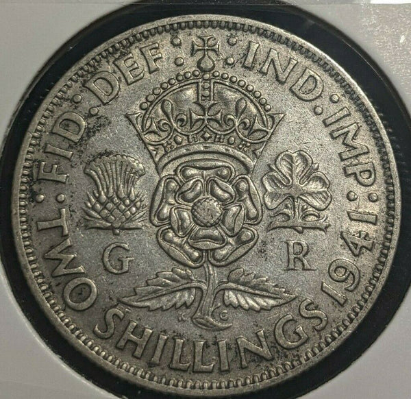 Great Britain 1941 Florin 2/- KM# 855 Cleaned  #016