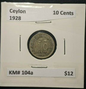 Ceylon 1928 10 Cents KM# 104a  #239