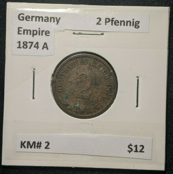 Germany Empire 1874 A 2 Pfennig KM# 2    #268  7B