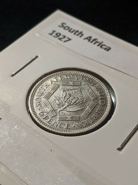 South Africa 1927 6d Sixpence KM# 16.1 Cleaned #313  #11A