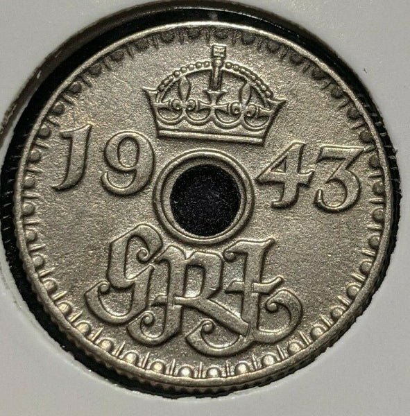 New Guinea 1943 6d Sixpence KM# 9 Cleaned   #083