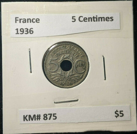 France 1936 5 Centimes KM# 875  #0561