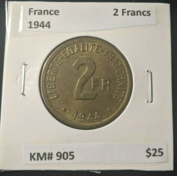 France 1944 2 Francs KM# 905 #Les464