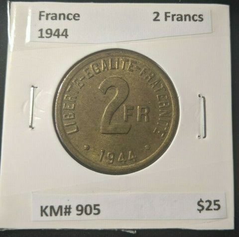 France 1944 2 Francs KM# 905 #Les464