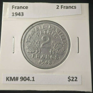 France 1943 2 Francs KM# 904.1 #093