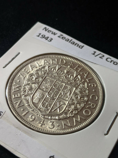 New Zealand 1943 1/2 Crown KM# 11 Scratches #002