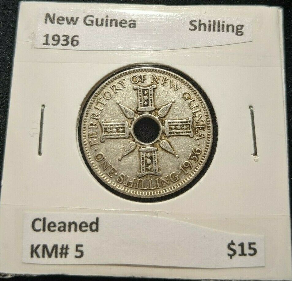 New Guinea 1936 Shilling1/- KM# 5 Cleaned   #518