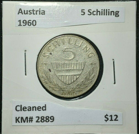Austria 1960 5 Schilling KM# 2889 Cleaned  #694   #15A