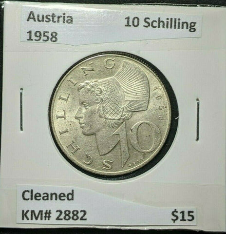 Austria 1958 10 Schilling KM# 2882 Cleaned  #591