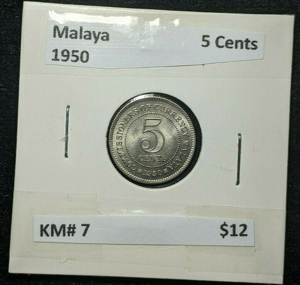 Malaya 1950 5 Cents KM# 7   #107