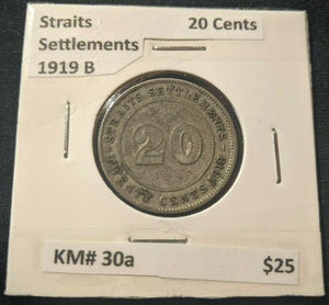 Straits Settlements 1919 B 20 Cents KM# 30a  #674