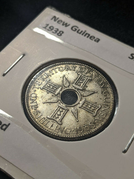 New Guinea 1938 Shilling 1/- KM# 8 Cleaned #621