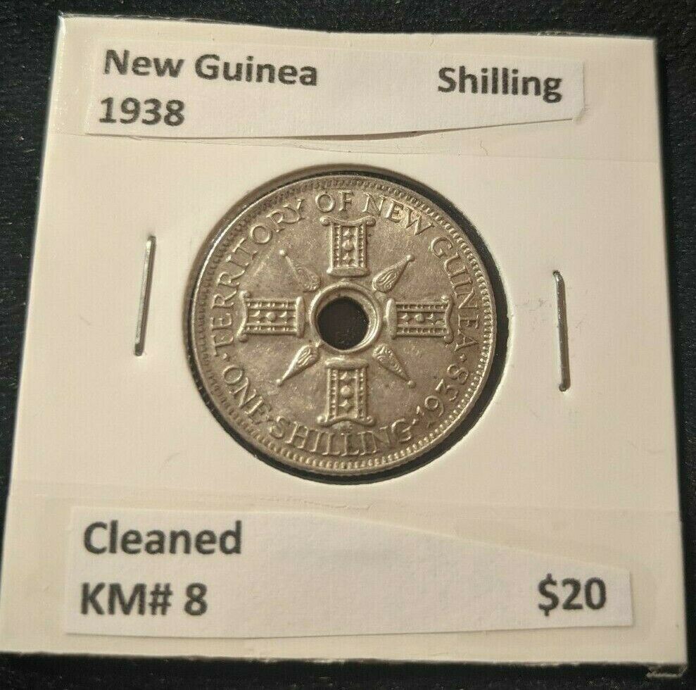 New Guinea 1938 Shilling 1/- KM# 8 Cleaned #315