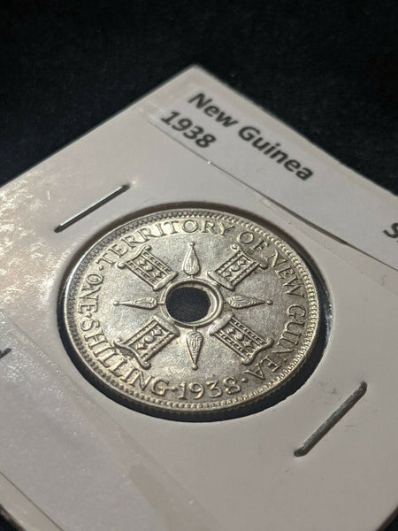 New Guinea 1938 Shilling 1/- KM# 8 Cleaned #315