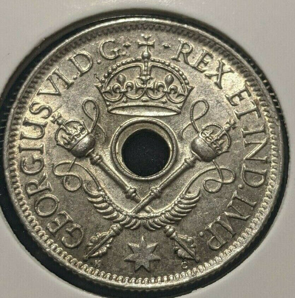 New Guinea 1938 Shilling 1/- KM# 8 Cleaned #315