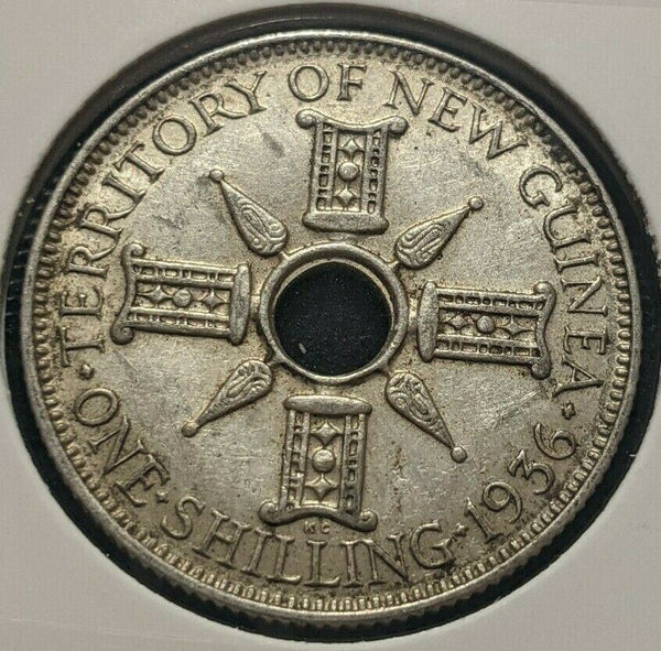 New Guinea 1936 Shilling 1/- KM# 5 Cleaned #663