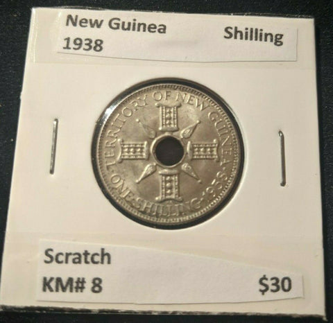 New Guinea 1938 Shilling 1/- KM# 8 Scratch  #630