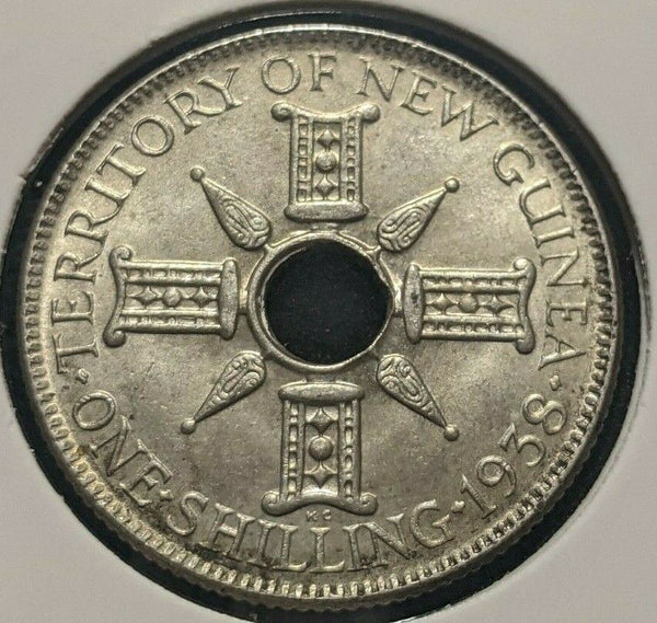 New Guinea 1938 Shilling 1/- KM# 8 Scratch  #630