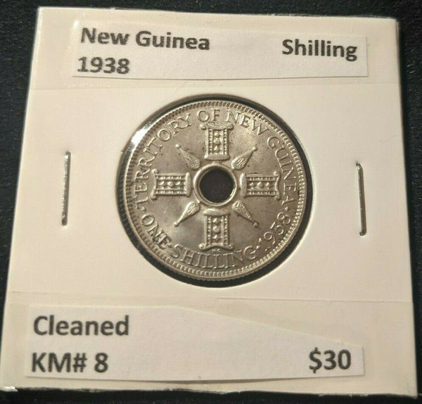 New Guinea 1938 Shilling 1/- KM# 8 Cleaned #531