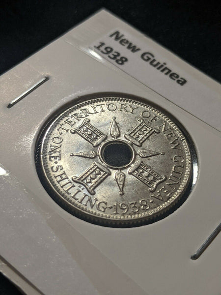 New Guinea 1938 Shilling 1/- KM# 8 Cleaned #531