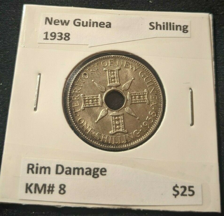 New Guinea 1938 Shilling 1/- KM# 8 Rim Damage #666