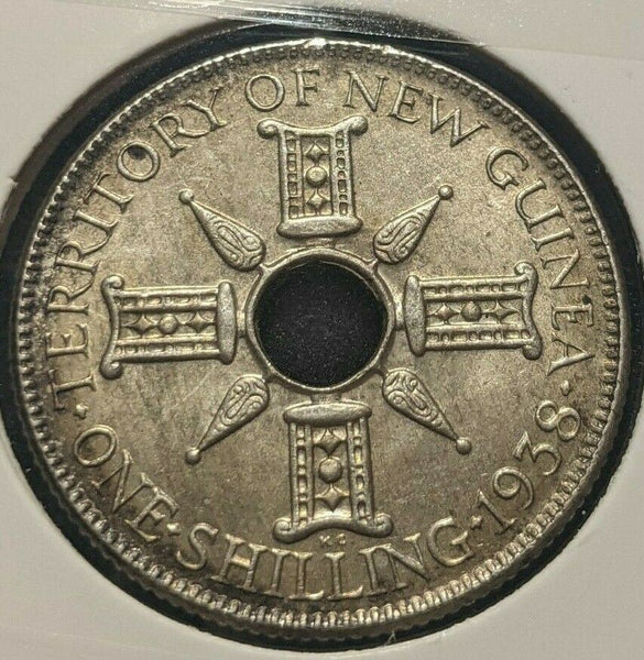 New Guinea 1938 Shilling 1/- KM# 8 Rim Damage #666