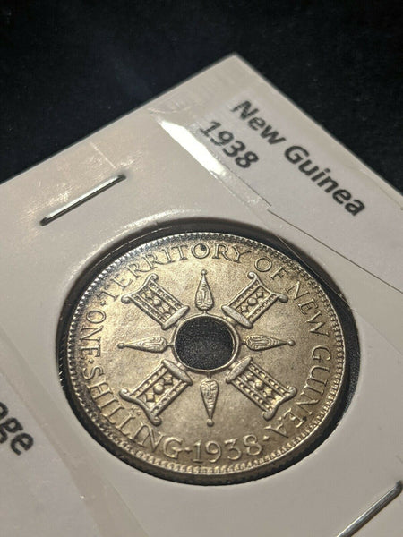 New Guinea 1938 Shilling 1/- KM# 8 Rim Damage #666