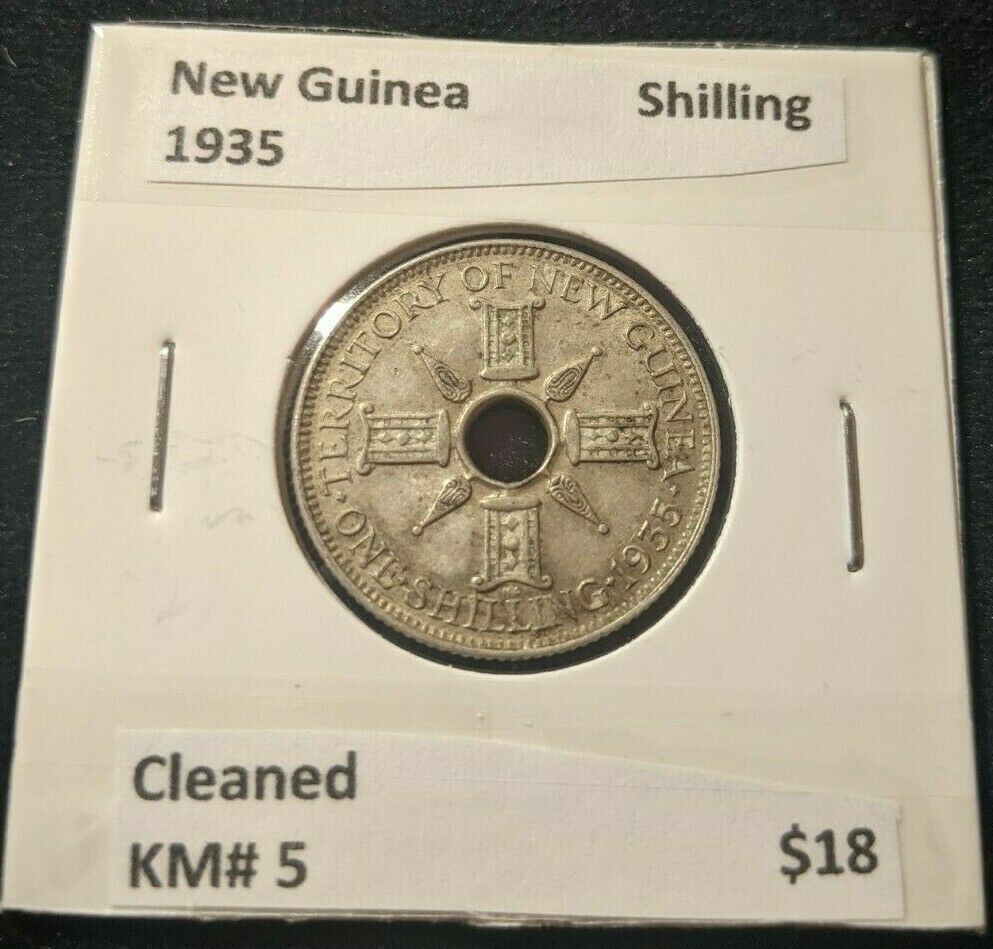 New Guinea 1935 Shilling 1/- KM# 5 Cleaned #534