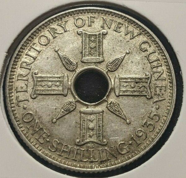 New Guinea 1935 Shilling 1/- KM# 5 Cleaned #534