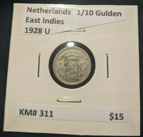 Netherlands East Indies 1928 U 1/10 Gulden KM# 311     #856
