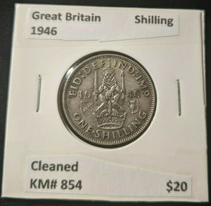 Great Britain 1946 1/- Shilling  KM# 854 Cleaned   #890