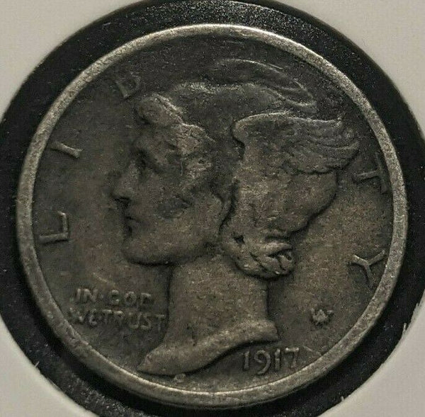 USA 1917 S Dime 10 cents 10c KM#140 Cleaned  #868