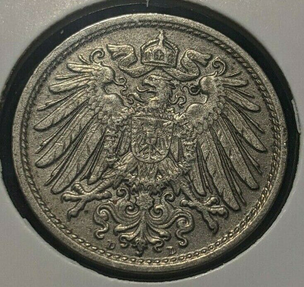 Germany 1913 D Empire 10 Pfennig KM# 12 Rim Damage #166  8A