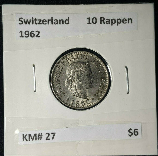 Switzerland 1962 10 Rappen KM# 27   #326   #12B