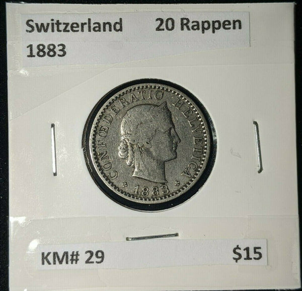 Switzerland 1883 20 Rappen KM# 29   #325   #12B