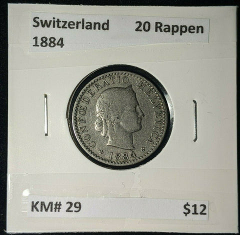 Switzerland 1884 20 Rappen KM# 29   #309   #12B