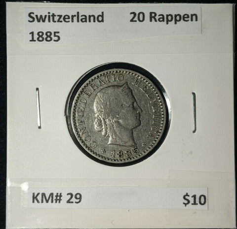 Switzerland 1885 20 Rappen KM# 29   #317 #12B